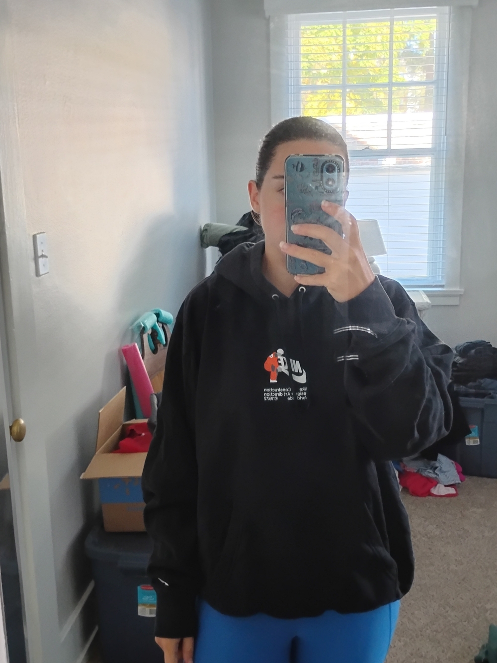 Nike Black Hooded Sweatshirt with Construction Logo